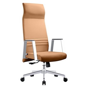 Leisuremod Aleen High-back Office Chair In Upholstered Leather And Iron Frame With Swivel And Tilt