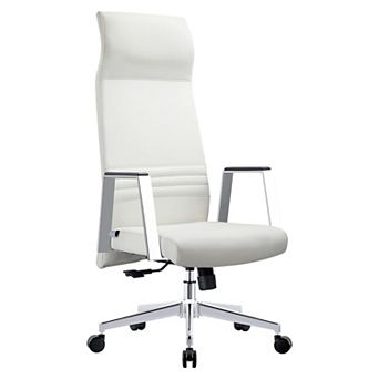 Leisuremod Aleen High-back Office Chair In Upholstered Leather And Iron Frame With Swivel And Tilt