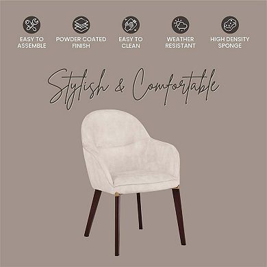 Elias Dining Chair Upholstered in Leather Velvet and Powder Coated Legs Set of 2