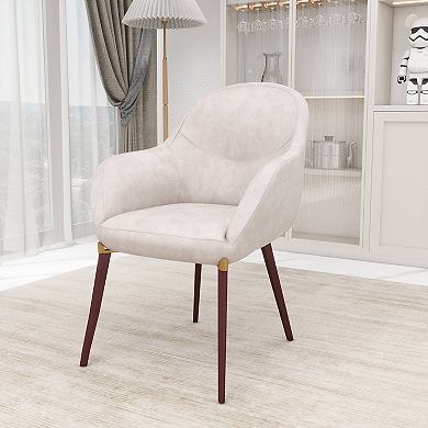 Elias Dining Chair Upholstered in Leather Velvet and Powder Coated Legs Set of 2