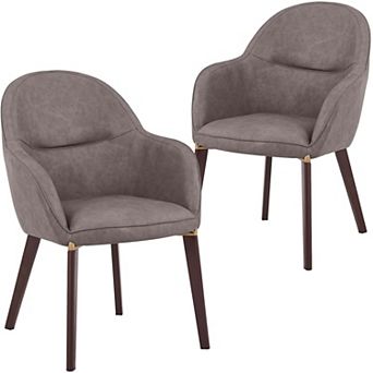 Elias Dining Chair Upholstered in Leather Velvet and Powder Coated Legs Set of 2