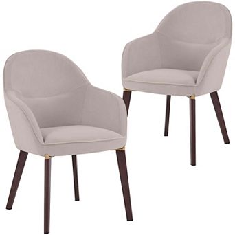 Elias Dining Chair Upholstered in Leather Velvet and Powder Coated Legs Set of 2
