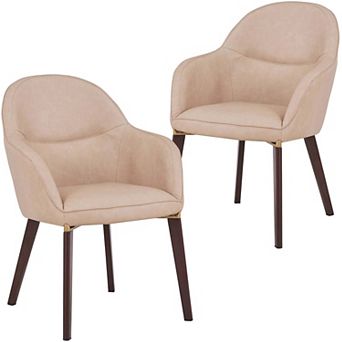 Elias Dining Chair Upholstered in Leather Velvet and Powder Coated Legs Set of 2