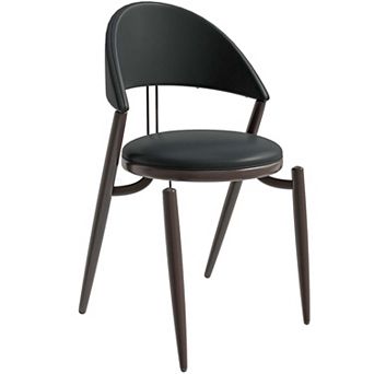 Leisuremod Venice Modern Dining Chair Upholstered Leather With Metal Legs