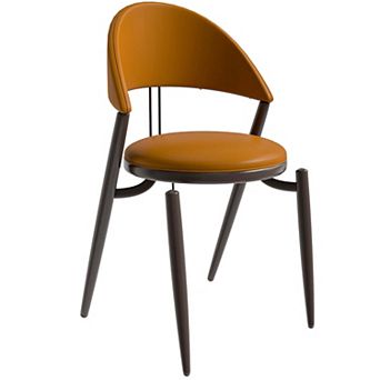 Leisuremod Venice Modern Dining Chair Upholstered Leather With Metal Legs