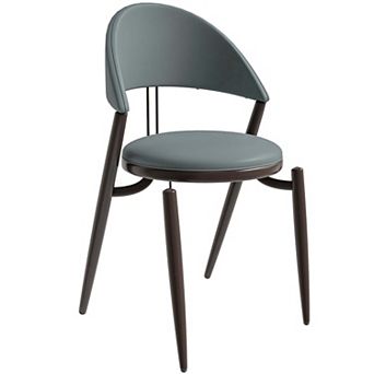Leisuremod Venice Modern Dining Chair Upholstered Leather With Metal Legs