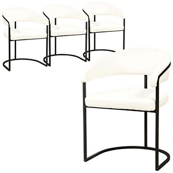 LeisureMod Aero Upholstered Dining Chair with Brushed Stainless Steel Legs, Set of 4