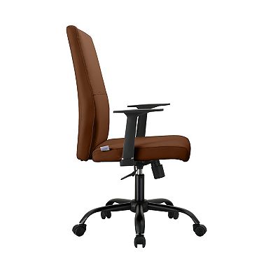Leisuremod Evander Series Office Guest Chair In Dark Brown Leather