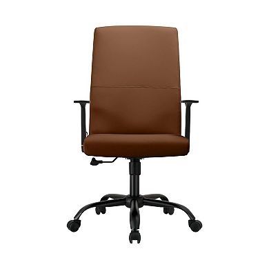Leisuremod Evander Series Office Guest Chair In Dark Brown Leather