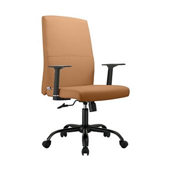 Leisuremod Evander Series Office Guest Chair In Dark Brown Leather
