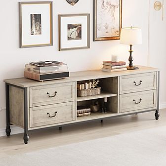 75 Inch Mid-Century Modern TV Stand with Storage