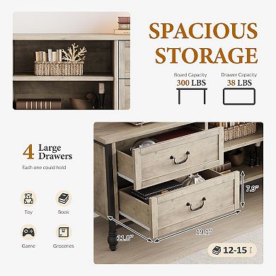 75 Inch Mid-Century Modern TV Stand with Storage