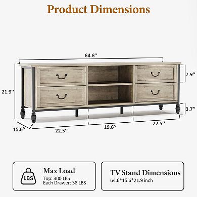 75 Inch Mid-Century Modern TV Stand with Storage