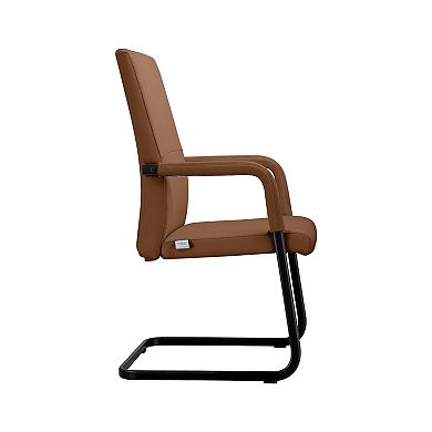 Leisuremod Evander Office Guest Chair In Dark Brown Leather