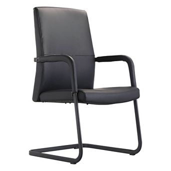Leisuremod Evander Office Guest Chair In Dark Brown Leather
