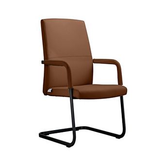 Leisuremod Evander Office Guest Chair In Dark Brown Leather