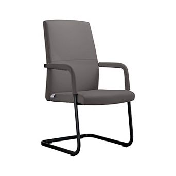 Leisuremod Evander Office Guest Chair In Dark Brown Leather