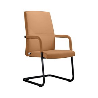 Leisuremod Evander Office Guest Chair In Dark Brown Leather