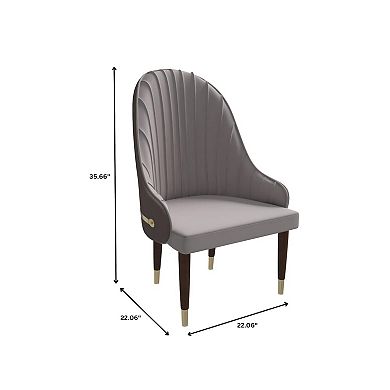 Leisuremod Dining Chair Leather Seat Backrest With Gold Accents Elara Series In Taupe