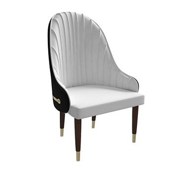 Leisuremod Dining Chair Leather Seat Backrest With Gold Accents Elara Series In Taupe