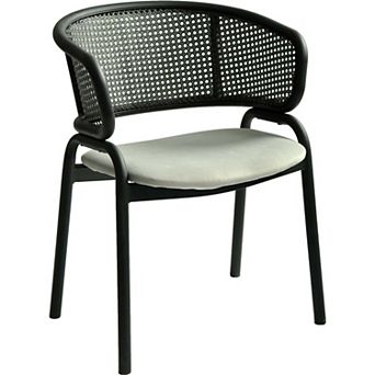 Leisuremod Ervilla Modern Dining Chair In Upholstered Fabric And Black Iron Legs
