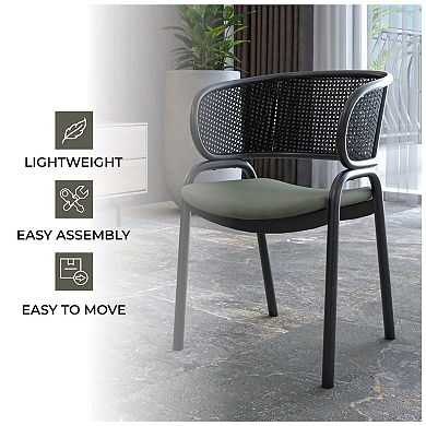 Leisuremod Ervilla Modern Dining Chair In Upholstered Fabric And Black Iron Legs