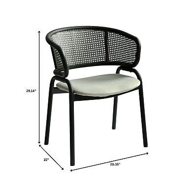 Leisuremod Ervilla Modern Dining Chair In Upholstered Fabric And Black Iron Legs