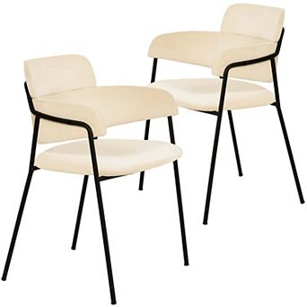 LeisureMod Axis Upholstered Dining Chair with Black Stainless Steel Legs, Set of 2