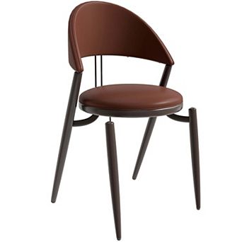 Leisuremod Venice Modern Dining Chair Upholstered Leather With Metal Legs