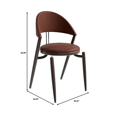 Leisuremod Venice Modern Dining Chair Upholstered Leather With Metal Legs