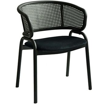 Leisuremod Ervilla Modern Dining Chair In Upholstered Fabric And Iron Legs