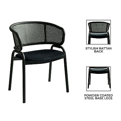 Leisuremod Ervilla Modern Dining Chair In Upholstered Fabric And Iron Legs