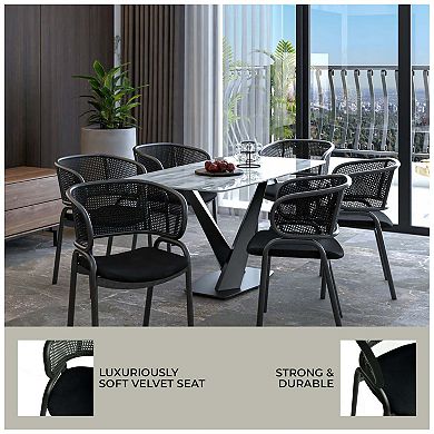 Leisuremod Ervilla Modern Dining Chair In Upholstered Fabric And Iron Legs