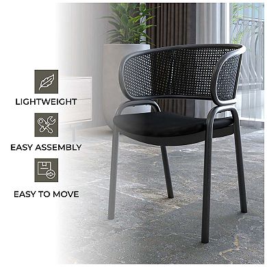 Leisuremod Ervilla Modern Dining Chair In Upholstered Fabric And Iron Legs