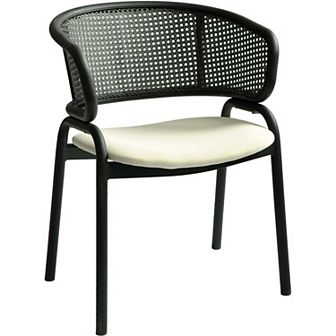 Leisuremod Ervilla Modern Dining Chair In Upholstered Fabric And Iron Legs