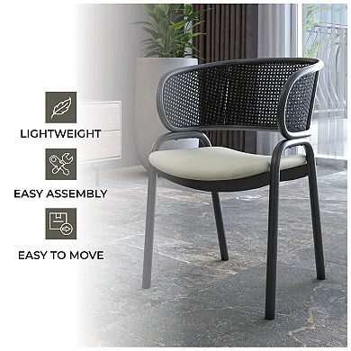 Leisuremod Ervilla Modern Dining Chair In Upholstered Fabric And Iron Legs