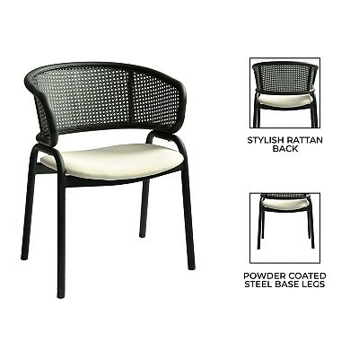 Leisuremod Ervilla Modern Dining Chair In Upholstered Fabric And Iron Legs