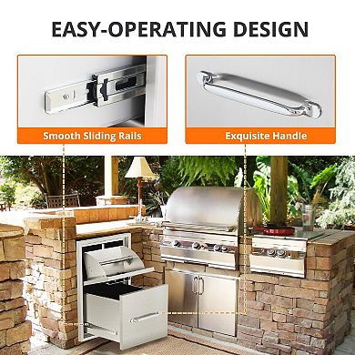 13" W x 20.5" H x 23" D Outdoor Kitchen Drawers with Paper Towel Holder