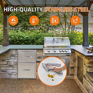 13" W x 20.5" H x 23" D Outdoor Kitchen Drawers with Paper Towel Holder