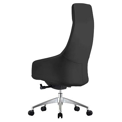 Leisuremod Celeste Series Tall Office Chair In Black Leather