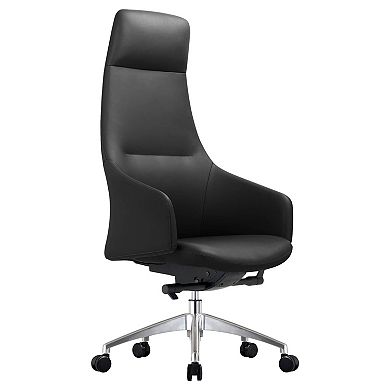 Leisuremod Celeste Series Tall Office Chair In Black Leather