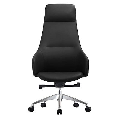 Leisuremod Celeste Series Tall Office Chair In Black Leather