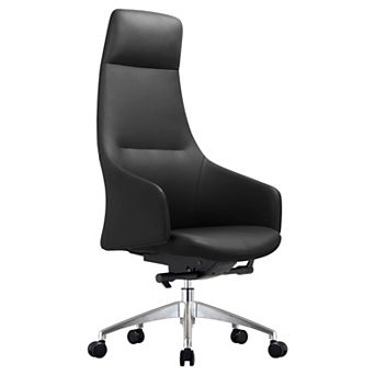 Leisuremod Celeste Series Tall Office Chair In Black Leather