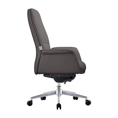 Leisuremod Summit Series Office Chair In Grey Leather