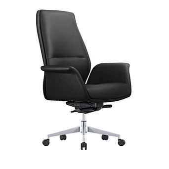 Leisuremod Summit Series Office Chair In Grey Leather