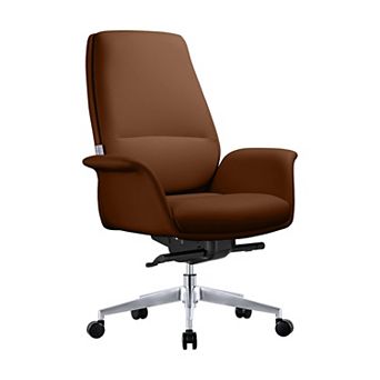 Leisuremod Summit Series Office Chair In Grey Leather