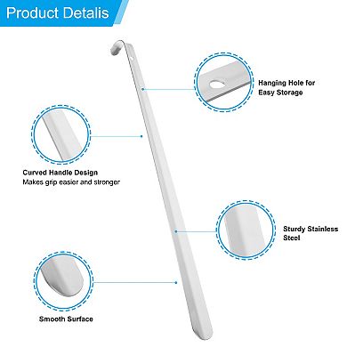 Shoe Horn, 2Pcs Stainless Steel Curved Handle Thickened Shoe Helper, Metal Shoe Horns