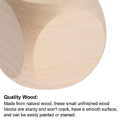 Blank Wooden Dice, 10pcs 2 Inch Unfinished Wooden Cube Wood Square Block for DIY Craft Projects