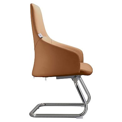Leisuremod Celeste Series Office Guest Chair In Acorn Brown Leather