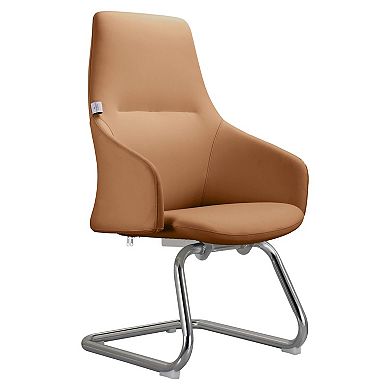 Leisuremod Celeste Series Office Guest Chair In Acorn Brown Leather